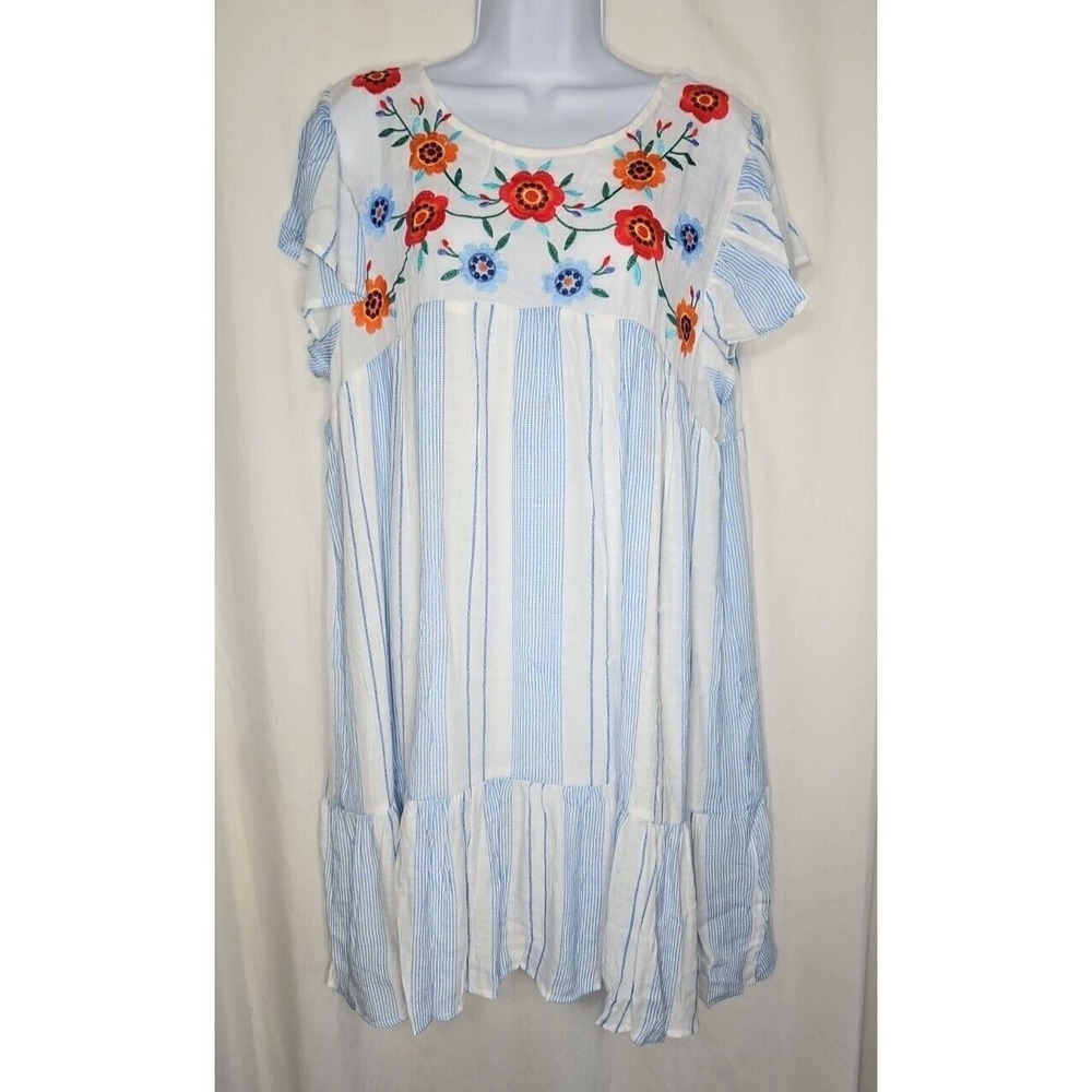 Perch by Blu Pepper Juniors‎ Striped Babydoll Style Mini Dress Size 1X - NWT